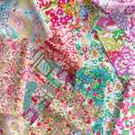 Curated scrap bags containing an assortment of adorable Hello Kitty x Liberty Japan Tana Lawn pieces, ranging in sizes from 6-25cm in diameter (2.5"-10").