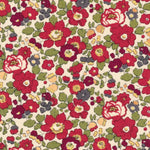 A gorgeous rare Betsy Mini from Liberty Japan's 2009 collection, with cranberry red flowers accented with pops of metallic gold.