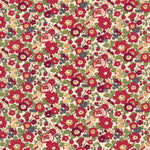 A gorgeous rare Betsy Mini from Liberty Japan's 2009 collection, with cranberry red flowers accented with pops of metallic gold.