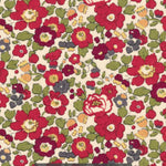 A gorgeous rare Betsy Mini from Liberty Japan's 2009 collection, with cranberry red flowers accented with pops of metallic gold.