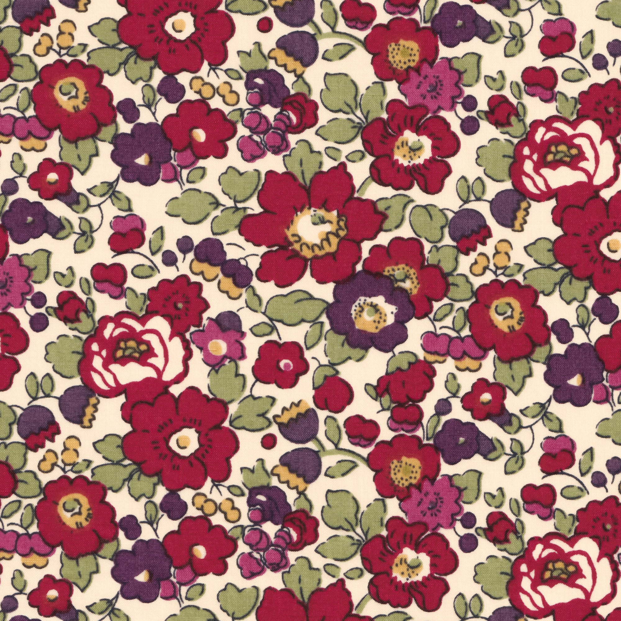 This is a rare Betsy Mini from Liberty Japan 2007's collection, with flowers in rich wine red and eggplant purple.
