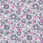 A rare discontinued Betsy from the highly sought-after Jewel Box collection. Betsy Platinum features soft grey and hot pink flowers with silver glitter accents.