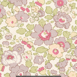 A Liberty Japan discontinued Betsy colourway in subtle mauves, yellows, and greens with a pop of red. 