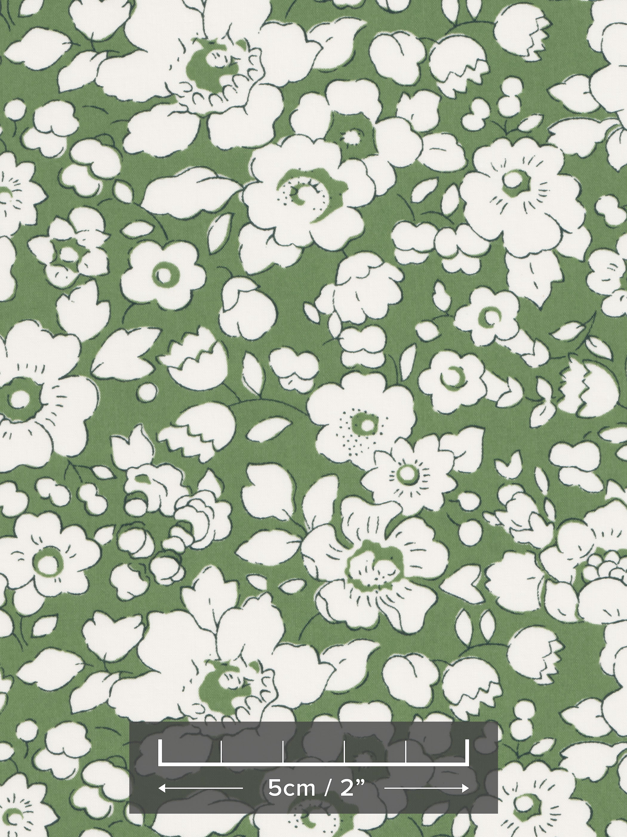 An Australian exclusive Betsy Boo that contrasting crisp white flowers on a soft sage green background.
