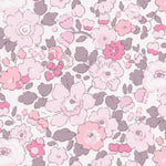A limited edition Betsy colourway from Liberty Japan that you could just drink up! Betsy Strawberry Milk has soft pastel pink flowers accented with milky greys.