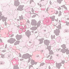 A limited edition Betsy colourway from Liberty Japan that you could just drink up! Betsy Strawberry Milk has soft pastel pink flowers accented with milky greys.