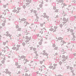 A limited edition Betsy colourway from Liberty Japan that you could just drink up! Betsy Strawberry Milk has soft pastel pink flowers accented with milky greys.