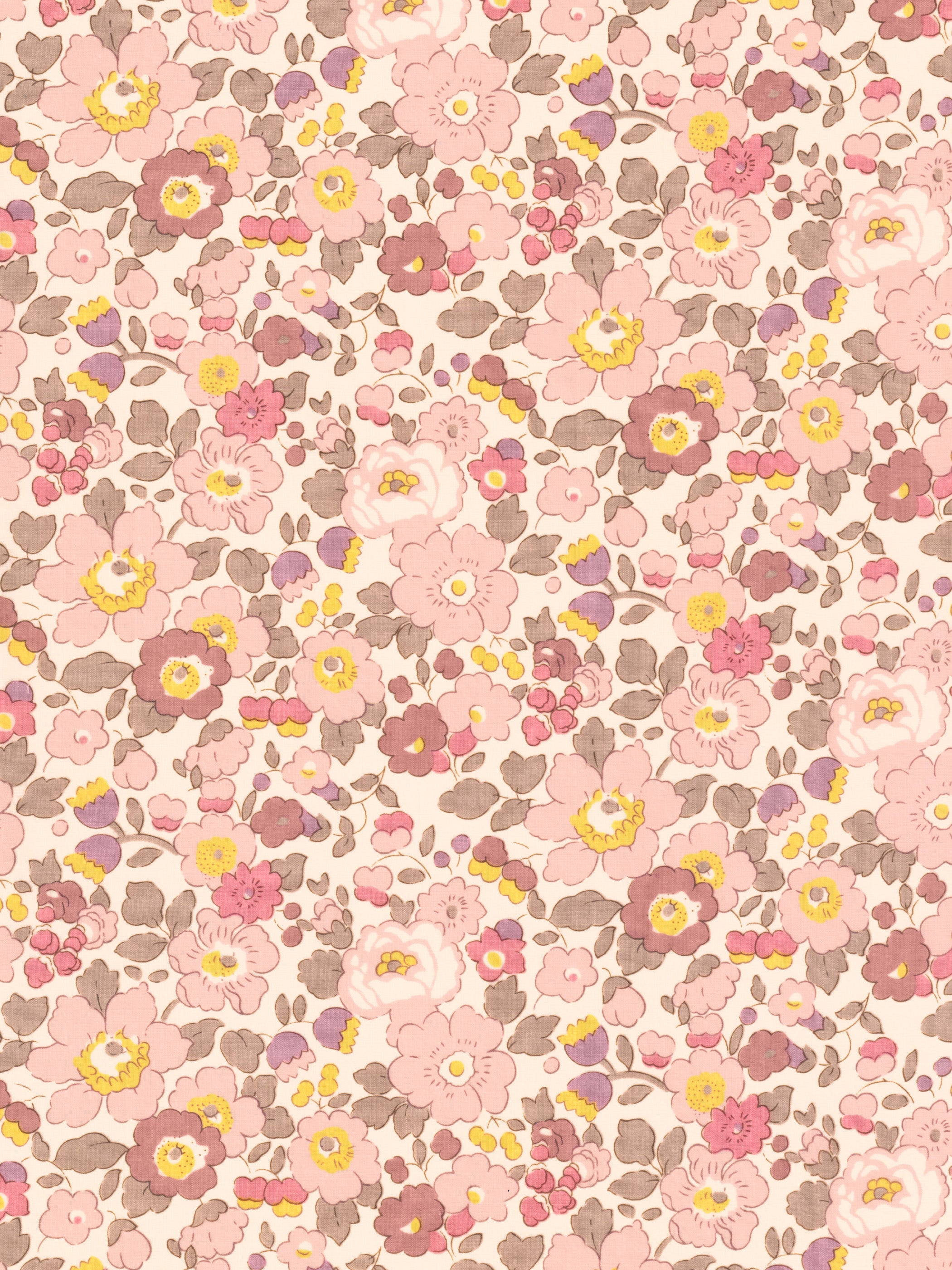 This discontinued bespoke Betsy from Liberty Japan has a gentle vintage warmth, with soft pinks and taupes on a cream background.