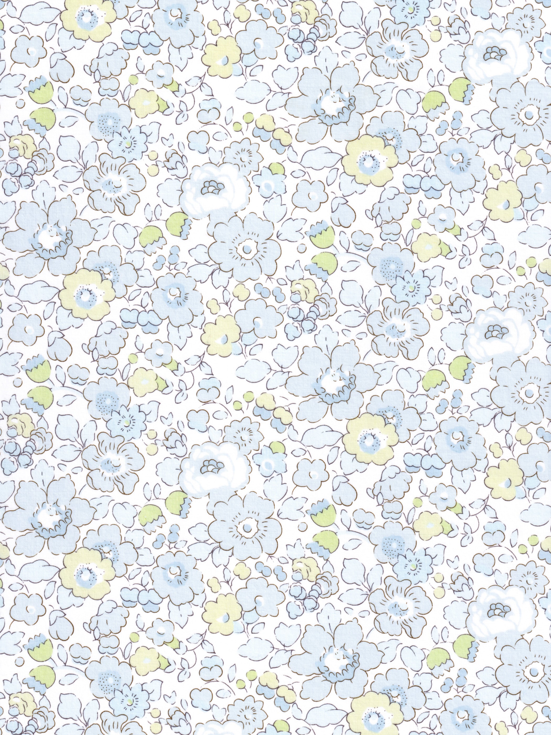 A fresh Liberty Japan exclusive Betsy with fresh pastel green and blue flowers. 
