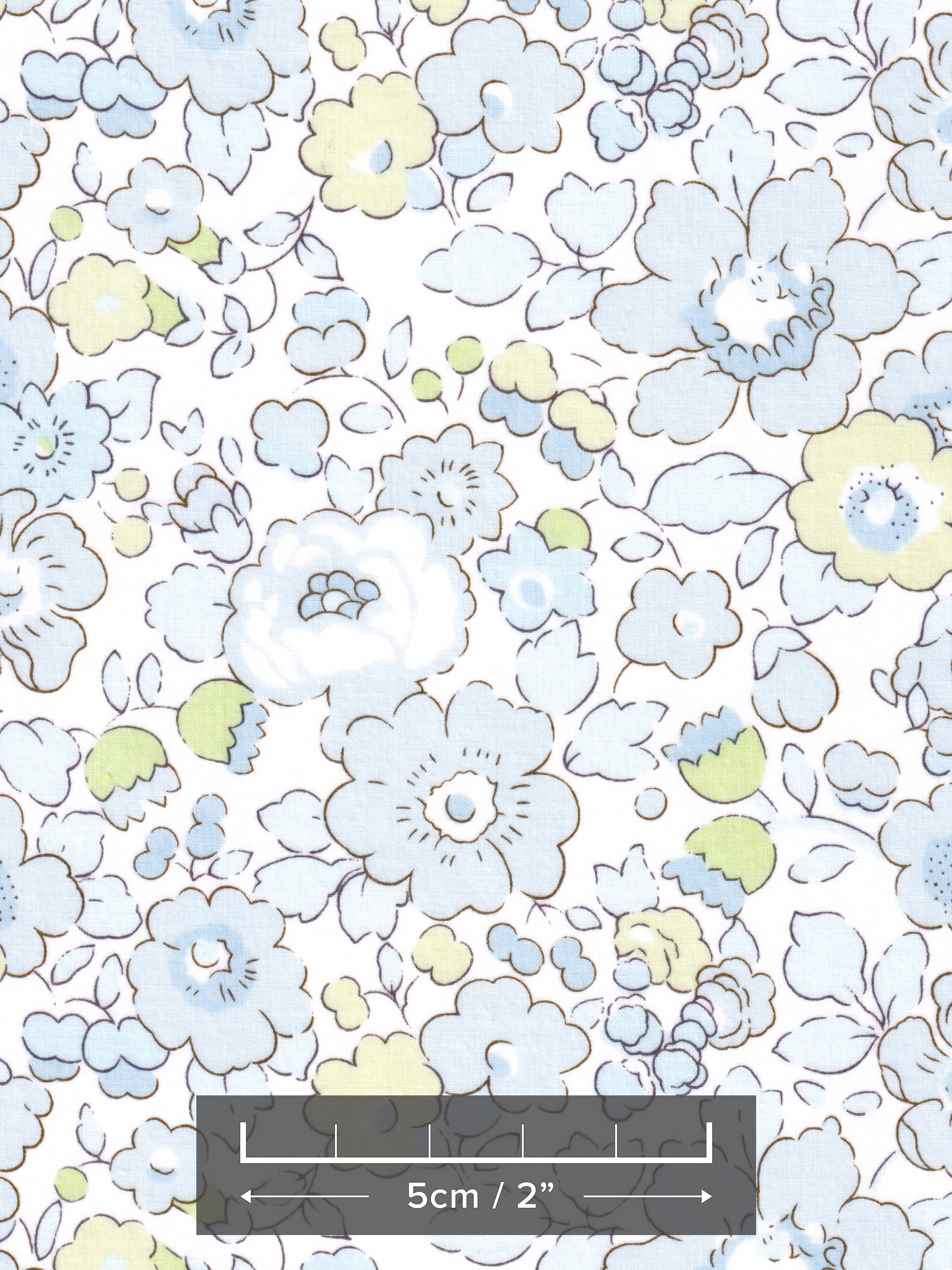 A fresh Liberty Japan exclusive Betsy with fresh pastel green and blue flowers. 
