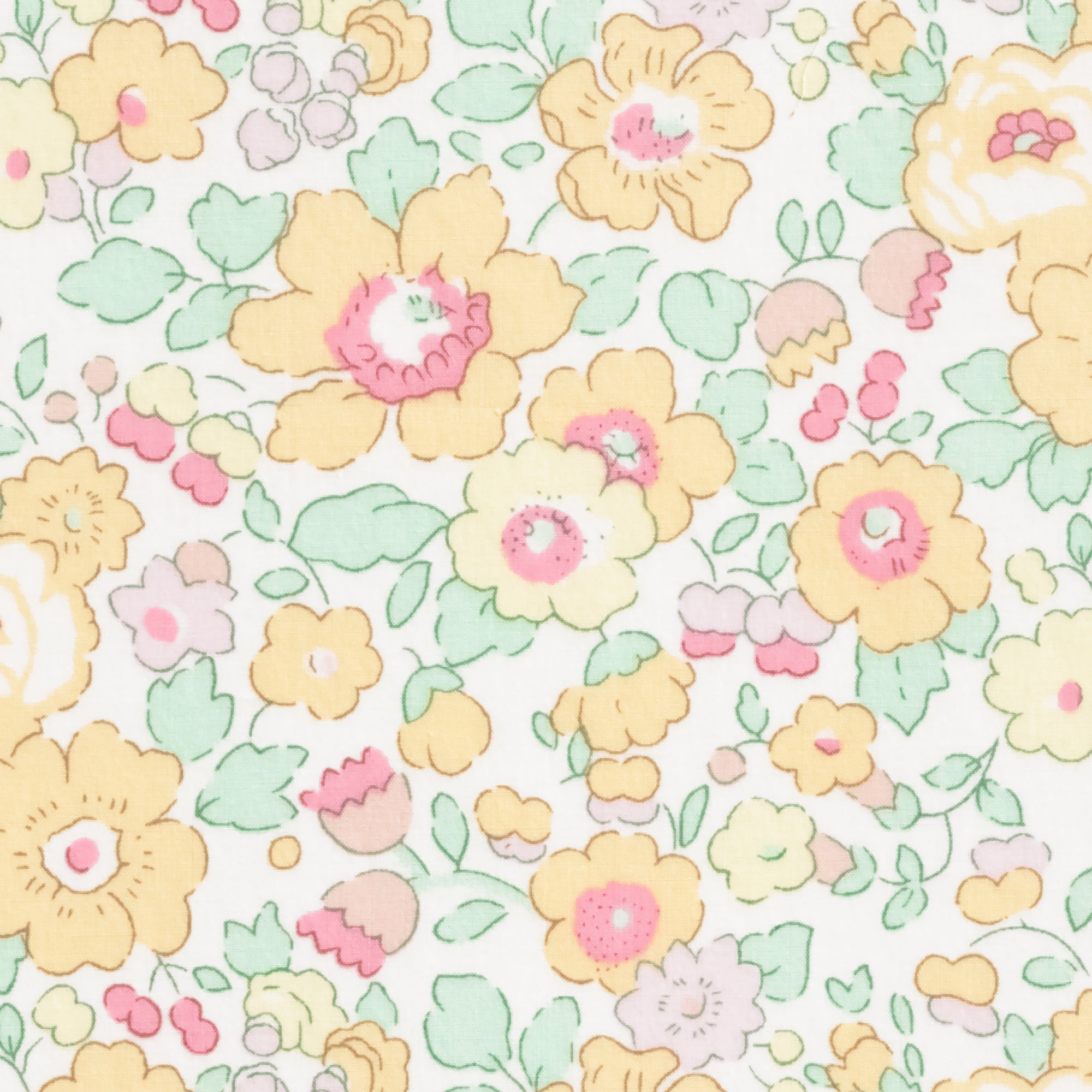 This delicious Betsy is a Liberty Japan exclusive colourway called Orange Sorbet. It has sweet pastel shades of yellow, orange, pink, and green.
