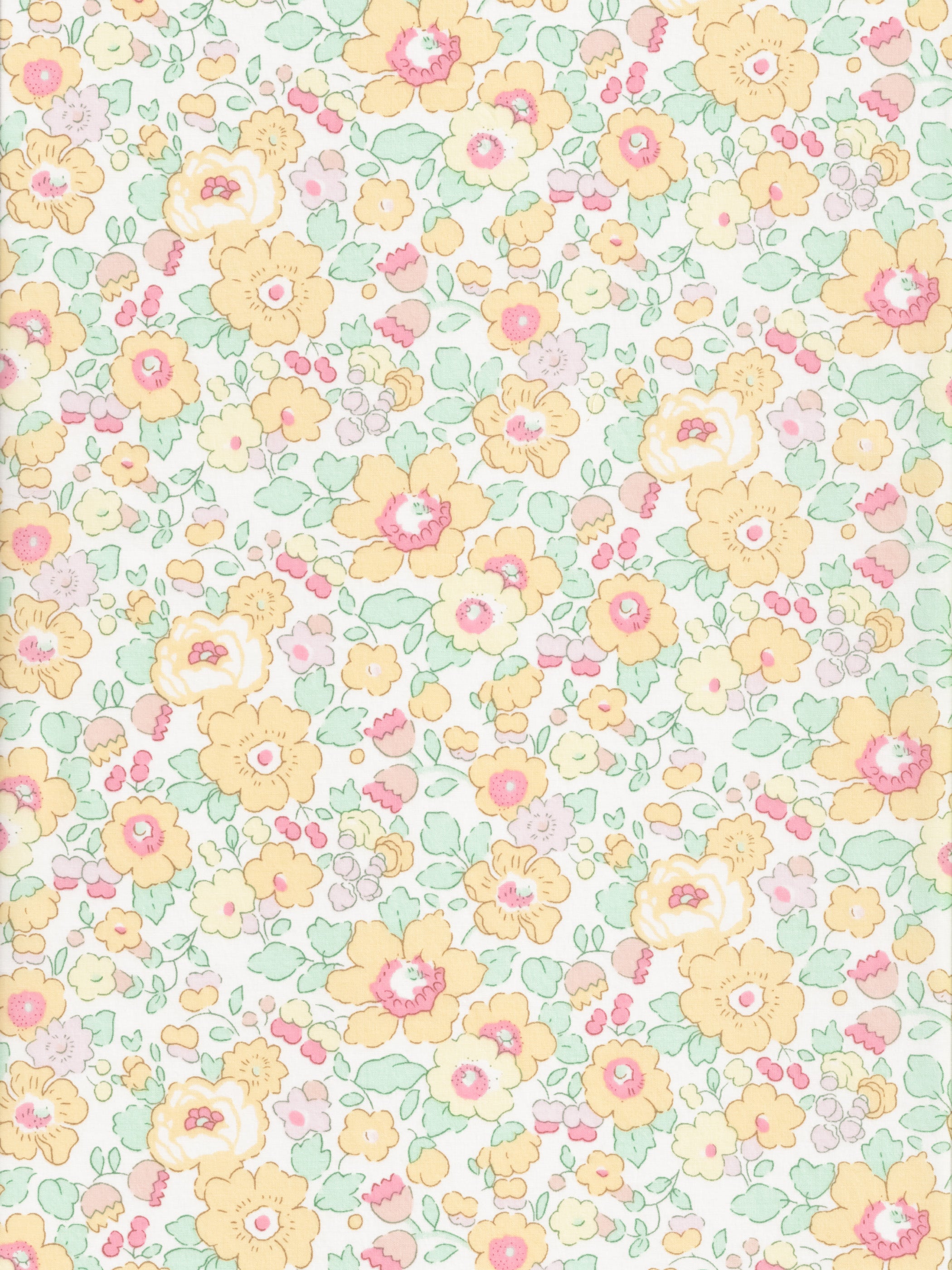 This delicious Betsy is a Liberty Japan exclusive colourway called Orange Sorbet. It has sweet pastel shades of yellow, orange, pink, and green.