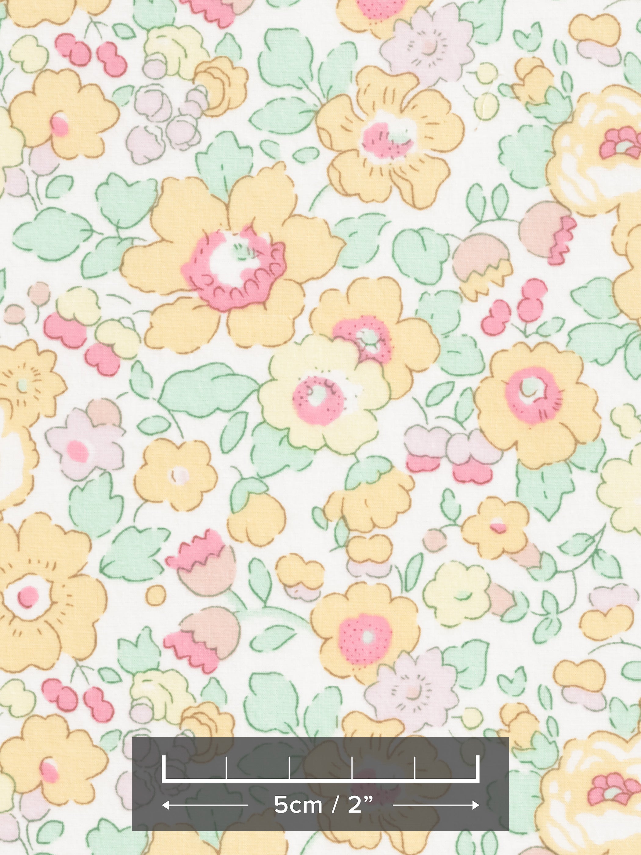 This delicious Betsy is a Liberty Japan exclusive colourway called Orange Sorbet. It has sweet pastel shades of yellow, orange, pink, and green.
