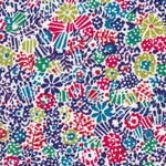 Clarricoates, from Liberty's 2012 seasonal collection, has a bold all-over mix of graphic floral motifs in navy, red, and chartreuse green.