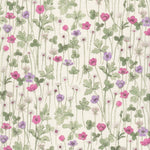 A beautiful hand-drawn Liberty floral print shaded in watercolours. This Liberty Japan bespoke colourway has delicate pink and purple flowers on a cream background.