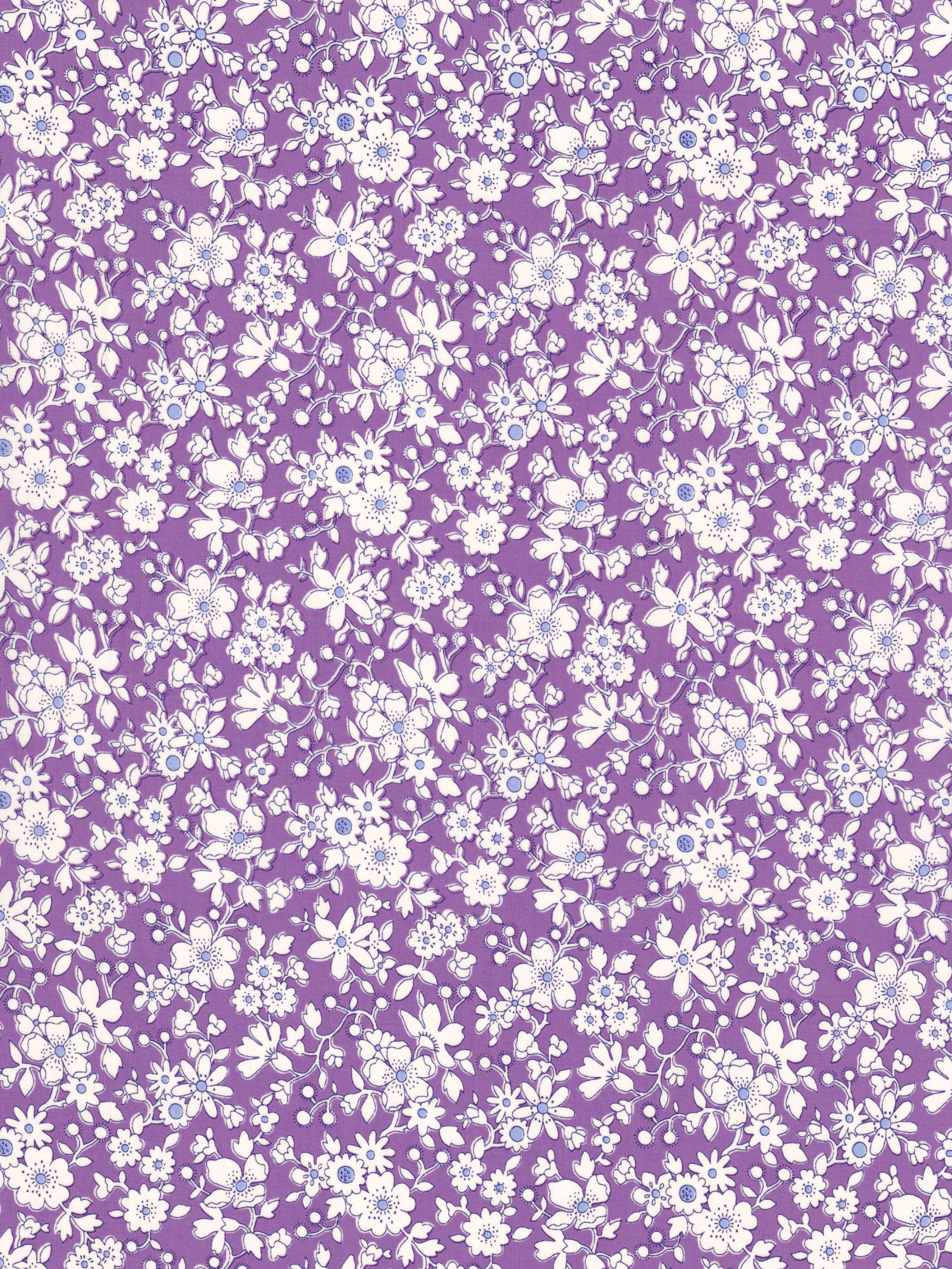 This Maddsie colourway from Liberty Japan's 2009 collection has pretty hand-drawn white flowers on violet purple background.