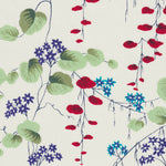 This is a stunning Liberty Japan unnamed vintage print from the early 2000s. The trailing floral has pops of blue, red, and green, on a cream background.